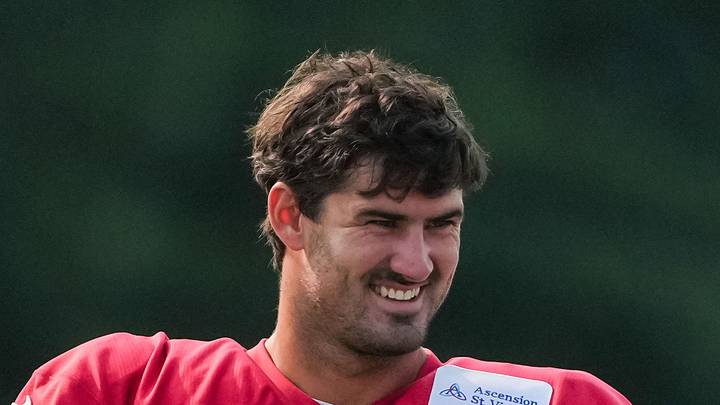 Indianapolis Colts quarterback Daniel Jones smiles