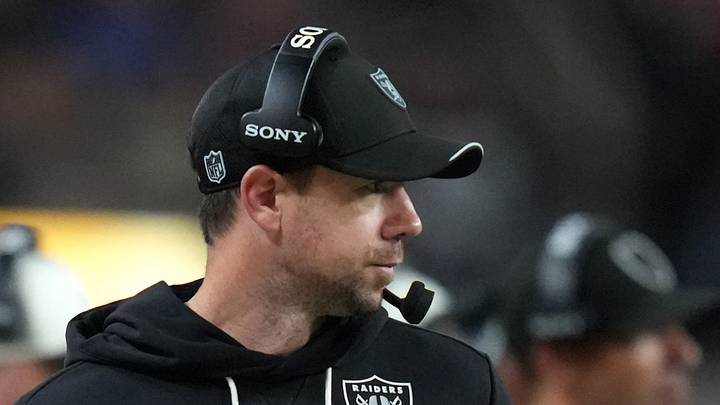 Aug 27, 2026; Paradise, Nevada, USA; Las Vegas Raiders head coach Klint Kubiak watches game play against the San Francisco 49ers during the third quarter at Allegiant Stadium. Mandatory Credit: Kirby Lee-Imagn Images Aug 27, 2026; Paradise, Nevada, USA; Las Vegas Raiders head coach Klint Kubiak watches game play against the San Francisco 49ers during the third quarter at Allegiant Stadium. Mandatory Credit: Kirby Lee-Imagn Images