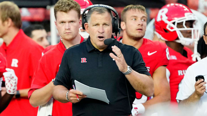 Rutgers Head Coach, Greg Schiano watches his Scarlet Knights, Thursday, August 28, 2025.