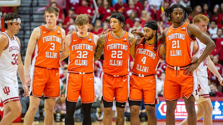 Illinois' playerswatches a free throw during the Indiana versus Illinois men's basketball game at Simon Skjodt Assembly Hall on Tuesday, Jan. 14, 2025.