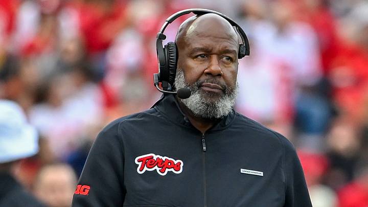 Oct 11, 2025; College Park, Maryland, USA; Maryland Terrapins head coach Mike Locksley walks the sidelines during the first half against the Nebraska Cornhuskers at SECU Stadium. Photo by Tommy Gilligan Oct 11, 2025; College Park, Maryland, USA; Maryland Terrapins head coach Mike Locksley walks the sidelines during the first half against the Nebraska Cornhuskers at SECU Stadium. Photo by Tommy Gilligan