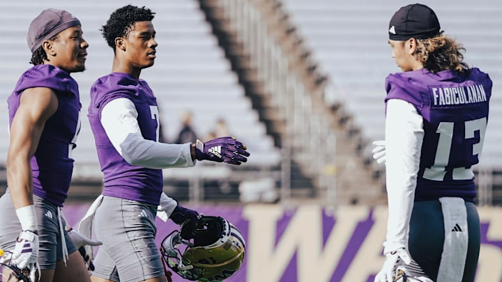 New cornerback Ephesians Prysock, accompanied by Thaddeus Dixon, greets Kam Fabiculanan. New cornerback Ephesians Prysock, accompanied by Thaddeus Dixon, greets Kam Fabiculanan.