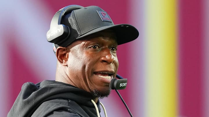 Dec 21, 2025; Glendale, Arizona, USA;  Atlanta Falcons head coach Raheem Morris