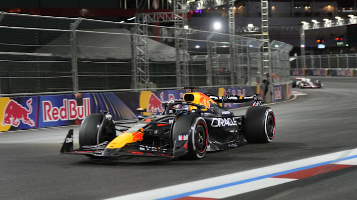 Oracle Red Bull Racing driver Max Verstappen of The Netherlands drives during the Las Vegas Grand Prix at the Las Vegas Circuit.