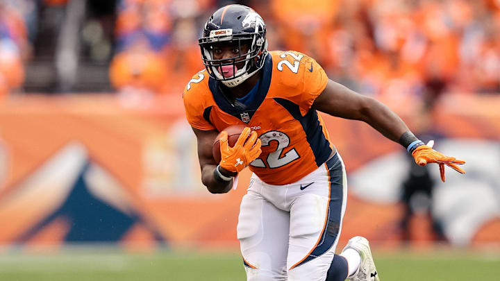 Oct 1, 2017; Denver, CO, USA; Denver Broncos running back C.J. Anderson (22) runs the ball in the third quarter against the Oakland Raiders at Sports Authority Field at Mile High. Mandatory Credit: Isaiah J. Downing-Imagn Images Oct 1, 2017; Denver, CO, USA; Denver Broncos running back C.J. Anderson (22) runs the ball in the third quarter against the Oakland Raiders at Sports Authority Field at Mile High. Mandatory Credit: Isaiah J. Downing-Imagn Images