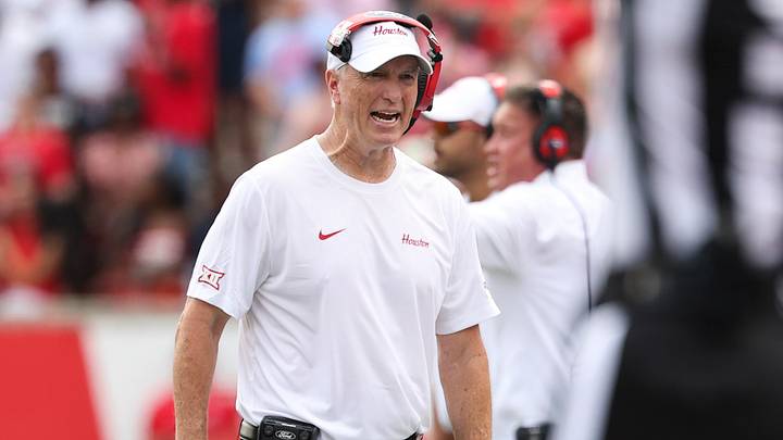 Sep 5, 2026; Houston, Texas, USA; Houston Cougars head coach Willie Fritz reacts during the first half against the Oregon State Beavers at TDECU Stadium. Mandatory Credit: Troy Taormina-Imagn Images Sep 5, 2026; Houston, Texas, USA; Houston Cougars head coach Willie Fritz reacts during the first half against the Oregon State Beavers at TDECU Stadium. Mandatory Credit: Troy Taormina-Imagn Images