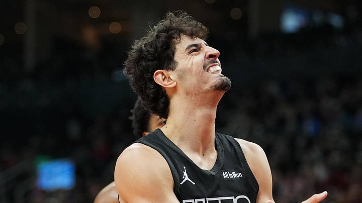 Apr 12, 2026; Toronto, Ontario, CAN; Brooklyn Nets Ben Saraf (77) reacts after a call during the first half against the Toronto Raptors at Scotiabank Arena. Mandatory Credit: Kevin Sousa-Imagn Images Apr 12, 2026; Toronto, Ontario, CAN; Brooklyn Nets Ben Saraf (77) reacts after a call during the first half against the Toronto Raptors at Scotiabank Arena. Mandatory Credit: Kevin Sousa-Imagn Images
