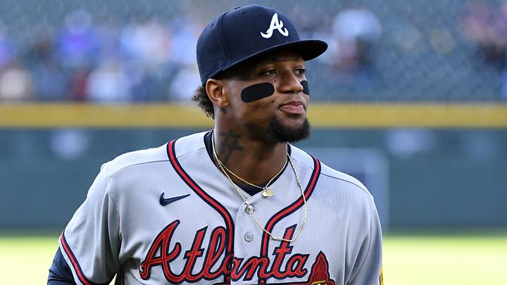 May 1, 2026; Denver, Colorado, USA; Atlanta Braves outfielder Ronald Acuna Jr. (13) before the game against the Colorado Rockies at Coors Field. Mandatory Credit: Christopher Hanewinckel-Imagn Images