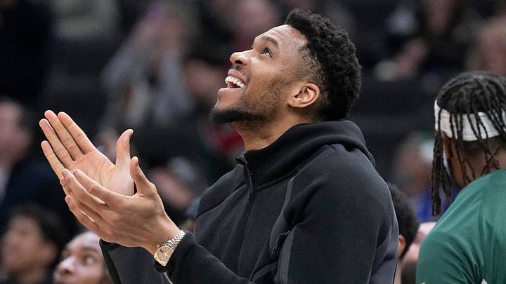 Apr 5, 2026; Milwaukee, Wisconsin, USA; Milwaukee Bucks forward Giannis Antetokounmpo (34) claps as his brother Milwaukee Bucks forward Alex Antetokounmpo (29), not pictured scores on a made basket against the Memphis Grizzlies in the second half at Fiserv Forum. Mandatory Credit: Michael McLoone-Imagn Images Apr 5, 2026; Milwaukee, Wisconsin, USA; Milwaukee Bucks forward Giannis Antetokounmpo (34) claps as his brother Milwaukee Bucks forward Alex Antetokounmpo (29), not pictured scores on a made basket against the Memphis Grizzlies in the second half at Fiserv Forum. Mandatory Credit: Michael McLoone-Imagn Images
