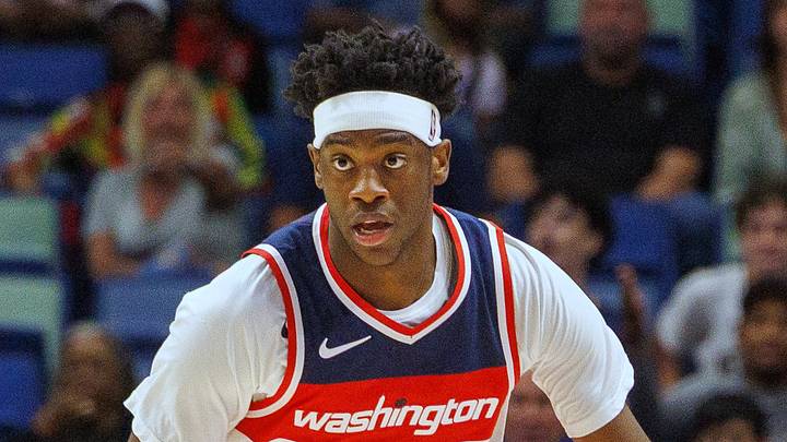 Oct 16, 2026; New Orleans, Louisiana, USA; Washington Wizards forward AJ Dybantsa (4) brings the ball up court against New Orleans Pelicans during the first half at Smoothie King Center. Mandatory Credit: Stephen Lew-Imagn Images Oct 16, 2026; New Orleans, Louisiana, USA; Washington Wizards forward AJ Dybantsa (4) brings the ball up court against New Orleans Pelicans during the first half at Smoothie King Center. Mandatory Credit: Stephen Lew-Imagn Images