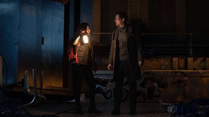 Alice Braga and Jimmi Simpson in “Dark Matter,” now streaming on Apple TV.