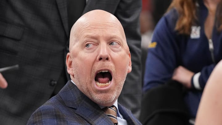 Mar 13, 2026; Chicago, IL, USA; UCLA Bruins head coach Mick Cronin talks to his team in a timeout during the first half of the game against the Michigan State Spartans at United Center. Mandatory Credit: David Banks-Imagn Images Mar 13, 2026; Chicago, IL, USA; UCLA Bruins head coach Mick Cronin talks to his team in a timeout during the first half of the game against the Michigan State Spartans at United Center. Mandatory Credit: David Banks-Imagn Images
