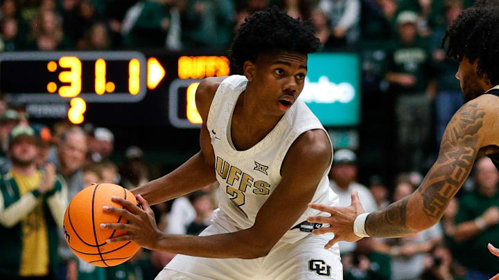 Dec 6, 2025; Fort Collins, Colorado, USA; Colorado Buffaloes guard Isaiah Johnson (2) controls the ball against Colorado State Rams guard Josh Pascarelli (1) in the second half at Moby Arena. Mandatory Credit: Isaiah J. Downing-Imagn Images Dec 6, 2025; Fort Collins, Colorado, USA; Colorado Buffaloes guard Isaiah Johnson (2) controls the ball against Colorado State Rams guard Josh Pascarelli (1) in the second half at Moby Arena. Mandatory Credit: Isaiah J. Downing-Imagn Images