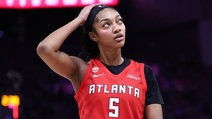 Oct 17, 2026; San Francisco, California, USA; Atlanta Dream forward Angel Reese (5) between plays against the Golden State Valkyries during the fourth quarter of game one of the 2026 WNBA Finals at Chase Center. Mandatory Credit: Kelley L Cox-Imagn Images Oct 17, 2026; San Francisco, California, USA; Atlanta Dream forward Angel Reese (5) between plays against the Golden State Valkyries during the fourth quarter of game one of the 2026 WNBA Finals at Chase Center. Mandatory Credit: Kelley L Cox-Imagn Images