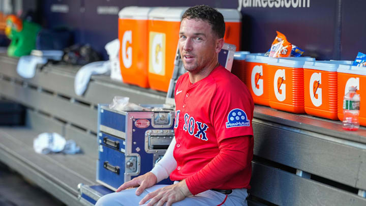 Aug 22, 2025; Bronx, New York, USA;  Boston Red Sox third baseman Alex Bregman (2) prior to the game against the New York Yankees at Yankee Stadium. Mandatory Credit: Gregory Fisher-Imagn Images