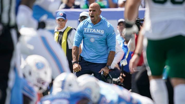 Tennessee Titans coach Robert Saleh cheers on the team during the first quarter against the New York Jets at Nissan Stadium in Nashville, Tenn., Sunday, Sept. 13, 2026. Tennessee Titans coach Robert Saleh cheers on the team during the first quarter against the New York Jets at Nissan Stadium in Nashville, Tenn., Sunday, Sept. 13, 2026.
