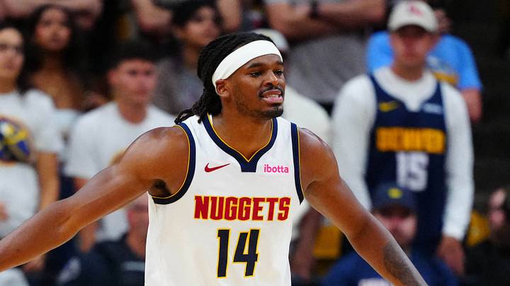 Oct 4, 2026; Boulder, Colorado, USA; Denver Nuggets forward Daron Holmes II (14) during the second half against the Utah Jazz at CU Events Center. Mandatory Credit: Ron Chenoy-Imagn Images Oct 4, 2026; Boulder, Colorado, USA; Denver Nuggets forward Daron Holmes II (14) during the second half against the Utah Jazz at CU Events Center. Mandatory Credit: Ron Chenoy-Imagn Images