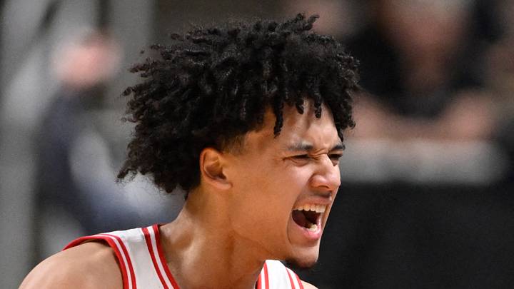 Arizona Wildcats guard Brayden Burries (5) reacts after a play against the Arkansas Razorbacks in the first half during a Sweet Sixteen game of the West Regional of the men's 2026 NCAA Tournament at SAP Center on March 26, 2026. Arizona Wildcats guard Brayden Burries (5) reacts after a play against the Arkansas Razorbacks in the first half during a Sweet Sixteen game of the West Regional of the men's 2026 NCAA Tournament at SAP Center on March 26, 2026.