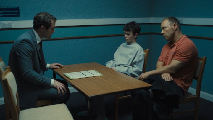 Adolescence. (L to R) Mark Stanley as Paulie Miller, Owen Cooper as Jamie Miller, Stephen Graham as Eddie Miller in Adolescence. Cr. Courtesy of Netflix © 2024