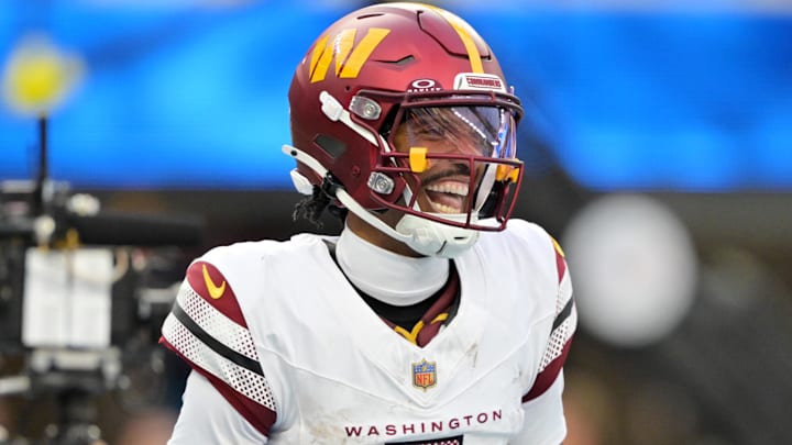 Washington Commanders quarterback Jayden Daniels (5) Mandatory Credit: Jayne Kamin-Oncea-Imagn Images