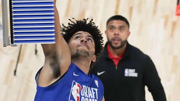 May 12, 2026; Chicago, IL, USA; Cameron Boozer participates in the 2026 NBA Draft Combine at Wintrust Arena. Mandatory Credit: David Banks-Imagn Images May 12, 2026; Chicago, IL, USA; Cameron Boozer participates in the 2026 NBA Draft Combine at Wintrust Arena. Mandatory Credit: David Banks-Imagn Images