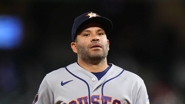 Houston Astros left fielder Jose Altuve (27) leaves the field 
