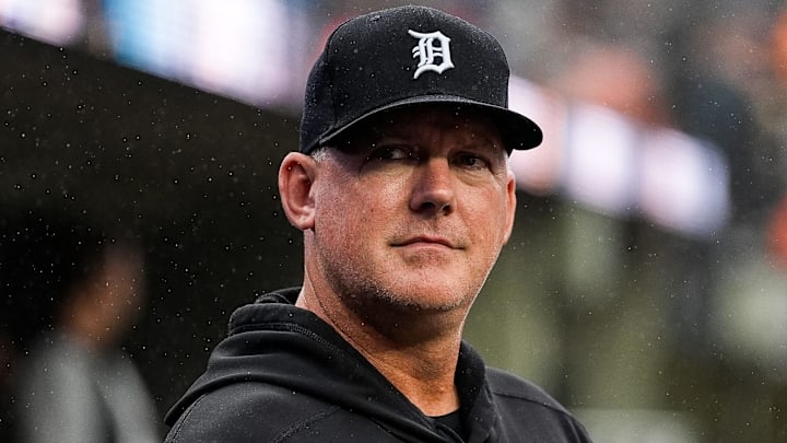 Detroit Tigers manager A.J. Hinch (14) looks on during the seventh inning against Chicago White Sox at Comerica Park in Detroit on Saturday, Sept. 28, 2024 Detroit Tigers manager A.J. Hinch (14) looks on during the seventh inning against Chicago White Sox at Comerica Park in Detroit on Saturday, Sept. 28, 2024