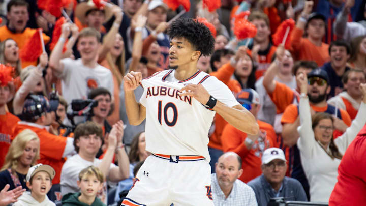 Auburn Tigers forward Chad Baker-Mazara celebrates in front of fans in the win over Georgia. 