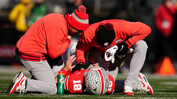 Ohio State head coach Ryan Day is confident quarterback Will Howard will be fine going forward after being injured in Saturday's game against Michigan.