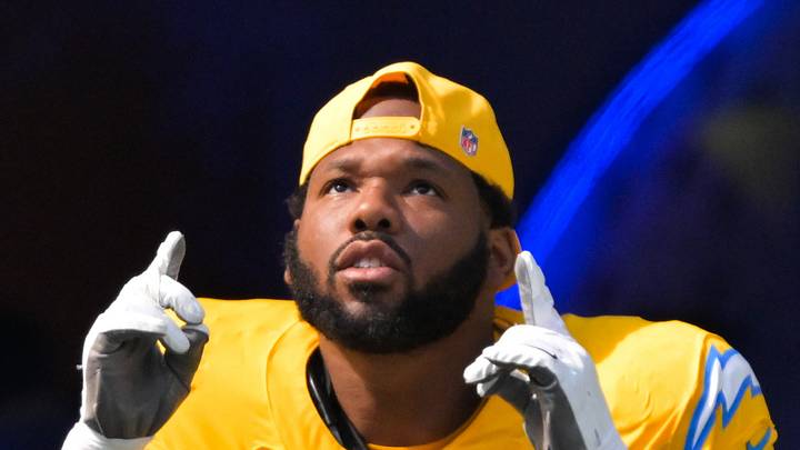 Former Los Angeles Chargers offensive tackle Bobby Hart enters the field