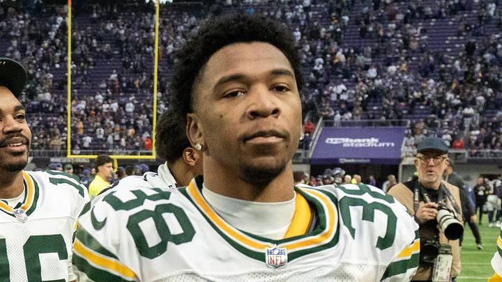 Green Bay Packers defensive back Jaylin Simpson (38) leaves the field after their game Sunday, January 4, at the Vikings.