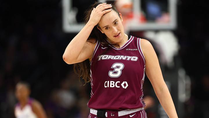May 19, 2026; Phoenix, Arizona, USA; Toronto Tempo guard Marina Mabrey (3) reacts against the Phoenix Mercury in the second half at Mortgage Matchup Center. Mandatory Credit: Mark J. Rebilas-Imagn Images