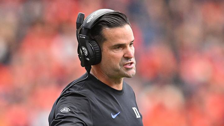Sep 27, 2025; Syracuse, New York, USA; Duke Blue Devils head coach Manny Diaz on the sidelines in the second quarter game against the Syracuse Orange at the JMA Wireless Dome. Mandatory Credit: Mark Konezny-Imagn Images Sep 27, 2025; Syracuse, New York, USA; Duke Blue Devils head coach Manny Diaz on the sidelines in the second quarter game against the Syracuse Orange at the JMA Wireless Dome. Mandatory Credit: Mark Konezny-Imagn Images
