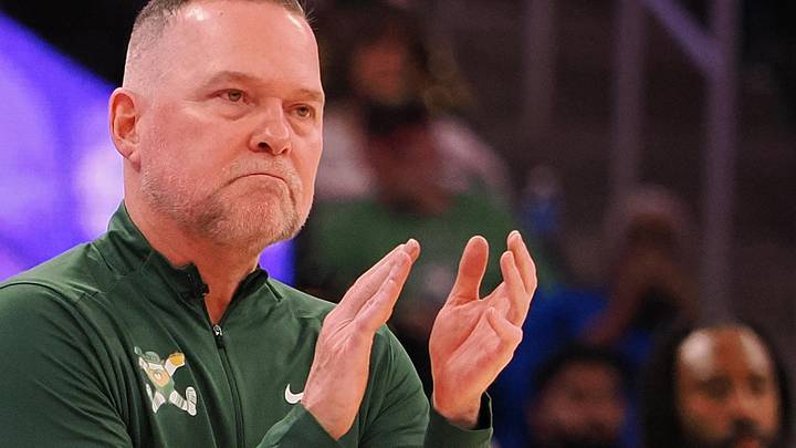Mar 17, 2025; San Francisco, California, USA; Denver Nuggets head coach Michael Malone claps from the sideline during the fourth quarter against the Golden State Warriors at Chase Center. Mandatory Credit: Kelley L Cox-Imagn Images