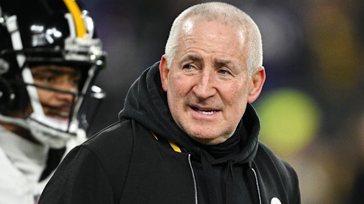 Jan 11, 2025; Baltimore, Maryland, USA; Pittsburgh Steelers special teams coordinator Danny Smith Mandatory Credit: Tommy Gilligan-Imagn Images