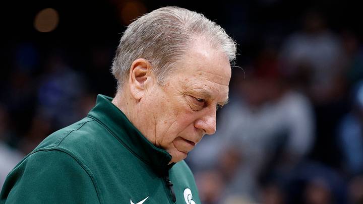 Mar 27, 2026; Washington, DC, USA; Michigan State Spartans head coach Tom Izzo reacts in the first half during a Sweet Sixteen game of the East Regional of the men's 2026 NCAA Tournament at Capital One Arena. Mandatory Credit: Amber Searls-Imagn Images Mar 27, 2026; Washington, DC, USA; Michigan State Spartans head coach Tom Izzo reacts in the first half during a Sweet Sixteen game of the East Regional of the men's 2026 NCAA Tournament at Capital One Arena. Mandatory Credit: Amber Searls-Imagn Images