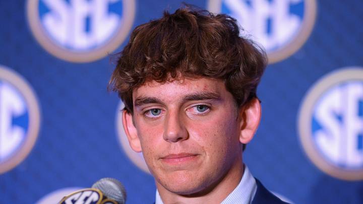 Jul 23, 2026; Tampa, FL, USA; Texas Longhorns quarterback Arch Manning (16) speaks to the press during SEC Football Kickoff Media Day at the Tampa Marriott. Mandatory Credit: Nathan Ray Seebeck-Imagn Images