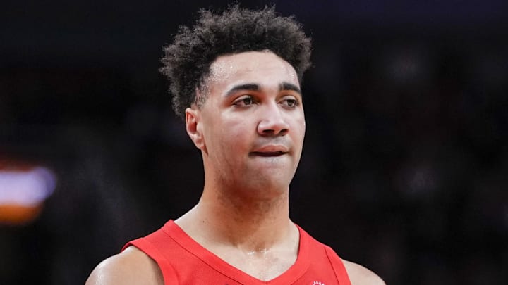 Feb 8, 2026; Toronto, Ontario, CAN; Toronto Raptors forward Trayce Jackson-Davis (32) looks on against the Indiana Pacers during the second half at Scotiabank Arena. Mandatory Credit: Kevin Sousa-Imagn Images Feb 8, 2026; Toronto, Ontario, CAN; Toronto Raptors forward Trayce Jackson-Davis (32) looks on against the Indiana Pacers during the second half at Scotiabank Arena. Mandatory Credit: Kevin Sousa-Imagn Images