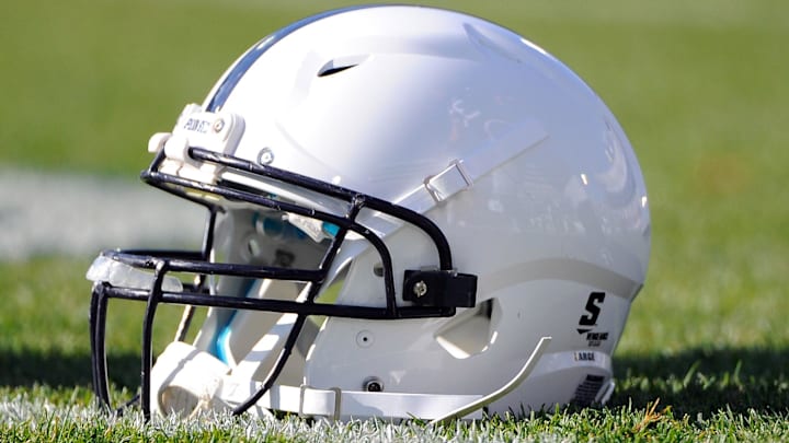 Nov 17, 2012; University Park, PA, USA; Penn State Nittany Lions helmet sits on the field prior to the game against the Indiana Hoosiers at Beaver Stadium. Mandatory Credit: Rich Barnes-Imagn Images Nov 17, 2012; University Park, PA, USA; Penn State Nittany Lions helmet sits on the field prior to the game against the Indiana Hoosiers at Beaver Stadium. Mandatory Credit: Rich Barnes-Imagn Images