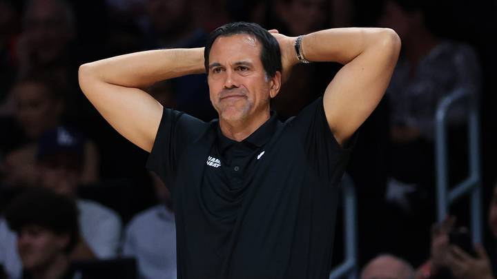 Miami Heat head coach Erik Spoelstra reacts (Mandatory Credit: Sam Navarro-Imagn Images) Miami Heat head coach Erik Spoelstra reacts (Mandatory Credit: Sam Navarro-Imagn Images)