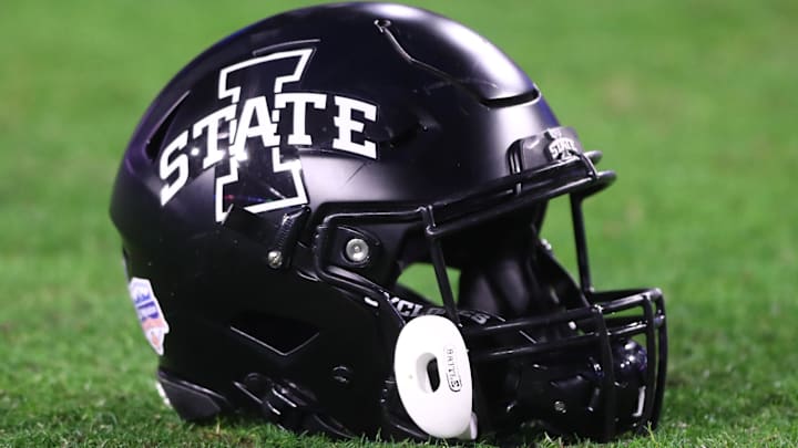 Jan 2, 2021; Glendale, AZ, USA; Detailed view of an Iowa State Cyclones helmet during the Fiesta Bowl at State Farm Stadium. Mandatory Credit: Mark J. Rebilas-Imagn Images Jan 2, 2021; Glendale, AZ, USA; Detailed view of an Iowa State Cyclones helmet during the Fiesta Bowl at State Farm Stadium. Mandatory Credit: Mark J. Rebilas-Imagn Images