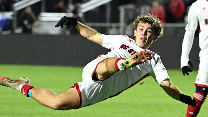 Dec 12, 2025; Cary, NC, USA; NC State Wolfpack midfielder Taig Healy (10) takes a shot on goal as midfielder Justin McLean (8) is in the background in the first half at First Horizon Stadium. Mandatory Credit: Bob Donnan-Imagn Images Dec 12, 2025; Cary, NC, USA; NC State Wolfpack midfielder Taig Healy (10) takes a shot on goal as midfielder Justin McLean (8) is in the background in the first half at First Horizon Stadium. Mandatory Credit: Bob Donnan-Imagn Images