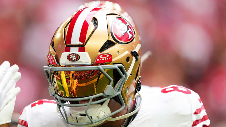 Nov 16, 2025; Glendale, Arizona, USA; San Francisco 49ers wide receiver Kendrick Bourne (84) shakes hands with wide receiver Demarcus Robinson (5) before the game against the Arizona Cardinals at State Farm Stadium. Mandatory Credit: Joe Camporeale-Imagn Images Nov 16, 2025; Glendale, Arizona, USA; San Francisco 49ers wide receiver Kendrick Bourne (84) shakes hands with wide receiver Demarcus Robinson (5) before the game against the Arizona Cardinals at State Farm Stadium. Mandatory Credit: Joe Camporeale-Imagn Images