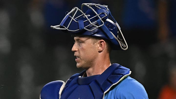 Jul 29, 2024; Baltimore, Maryland, USA; Toronto Blue Jays pitcher Génesis Cabrera (92) and catcher Brian Serven (15) celebrate after the game between the Baltimore Orioles and the Toronto Blue Jays at Oriole Park at Camden Yards