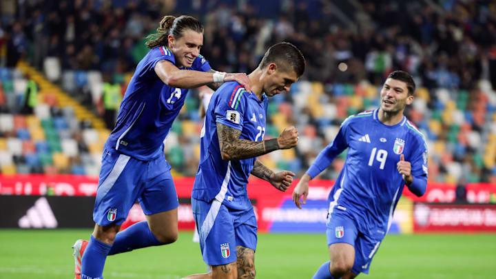 (C) Gianluca Mancini of Italy celebrate with Riccardo...