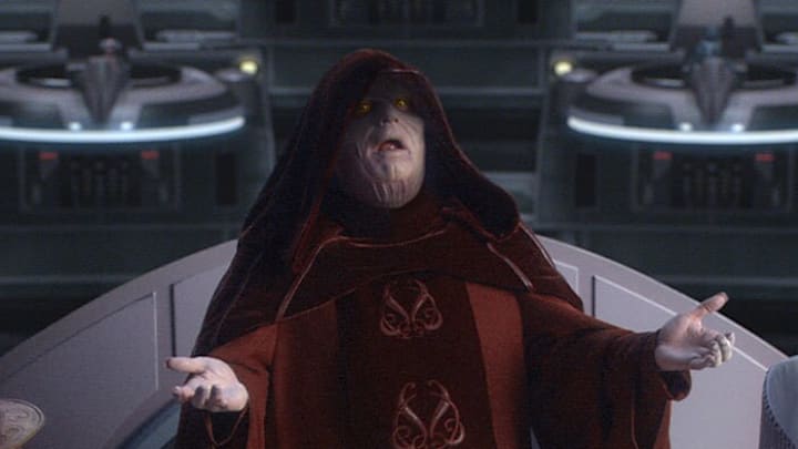 Star Wars: Episode III - Revenge of the Sith. Palpatine declares himself Emperor alongside Mas Amedda and Sly Moore. Image Credit: StarWars.com