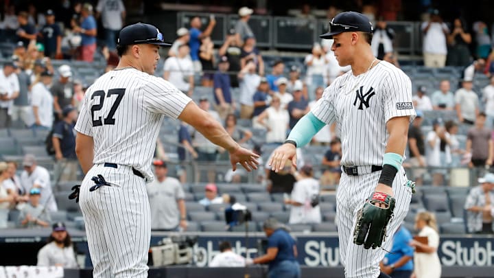 Los sluggers de los Yankees Giancarlo Stanton y Aaron Judge están en la lista de jugadores con 50 jonrones