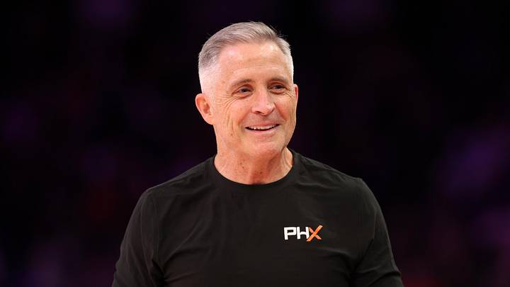 Jun 17, 2026; Phoenix, Arizona, USA; Phoenix Suns general manager Brian Gregory in attendance of the Phoenix Mercury game against the Las Vegas Aces at Mortgage Matchup Center. Mandatory Credit: Mark J. Rebilas-Imagn Images