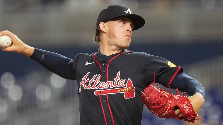 Aug 26, 2025; Miami, Florida, USA; Atlanta Braves pitcher Hurston Waldrep (64) pitches in the first inning against the Miami Marlins at loanDepot Park. Mandatory Credit: Jim Rassol-Imagn Images Aug 26, 2025; Miami, Florida, USA; Atlanta Braves pitcher Hurston Waldrep (64) pitches in the first inning against the Miami Marlins at loanDepot Park. Mandatory Credit: Jim Rassol-Imagn Images