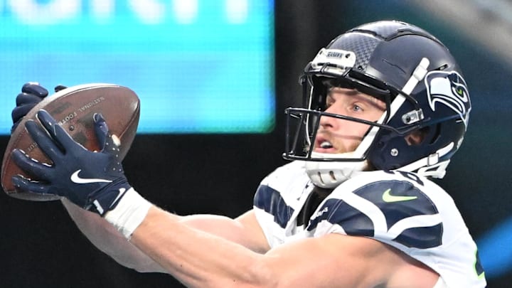 Seattle Seahawks receiver Cooper Kupp makes a catch against the Carolina Panthers.